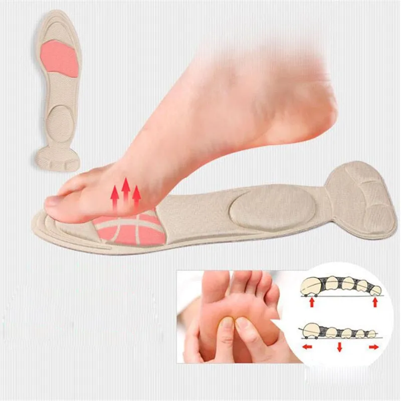 1 Pair 7D Comfort Breathable Women's Fashion Insoles Massage High-heeled Shoes Insoles Anti-slip Heel Post Back Cushion Pads