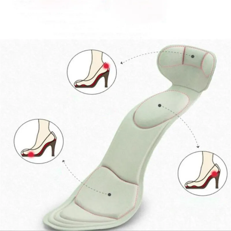 1 Pair 7D Comfort Breathable Women's Fashion Insoles Massage High-heeled Shoes Insoles Anti-slip Heel Post Back Cushion Pads