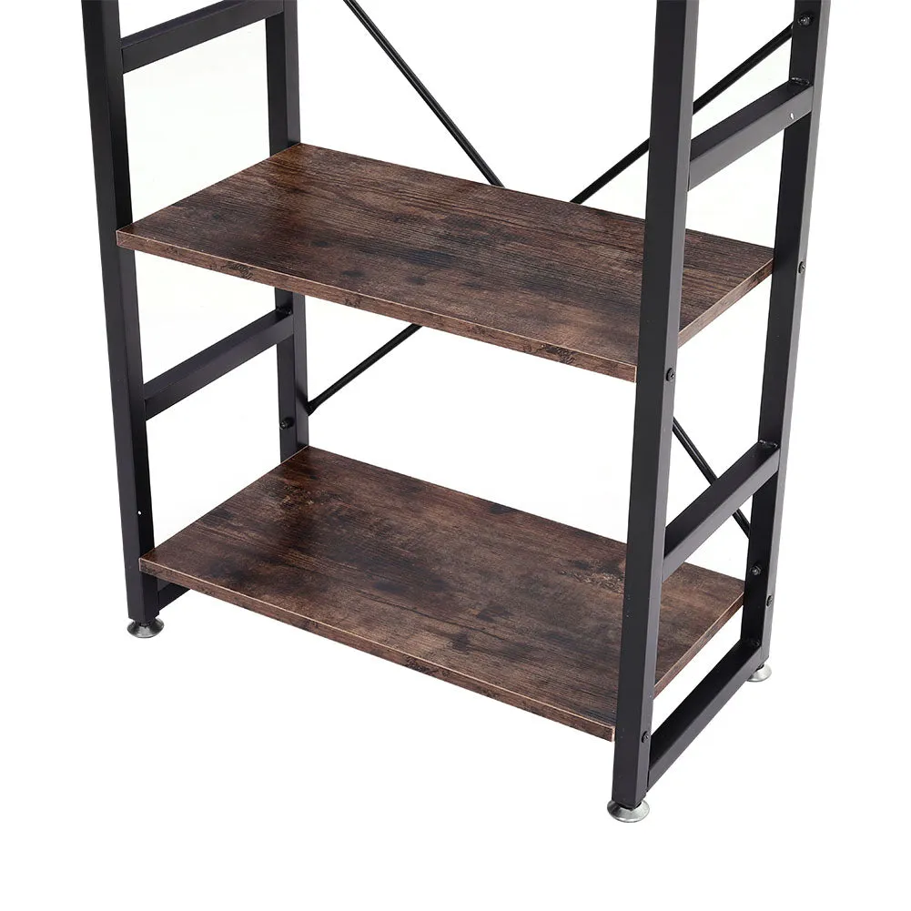 5-Tier Open Book Shelf Home Office Rustic Brown Display Storage Rack