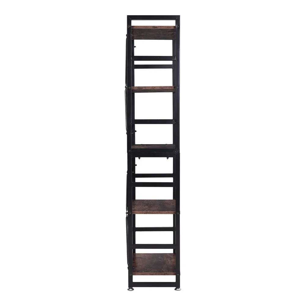 5-Tier Open Book Shelf Home Office Rustic Brown Display Storage Rack