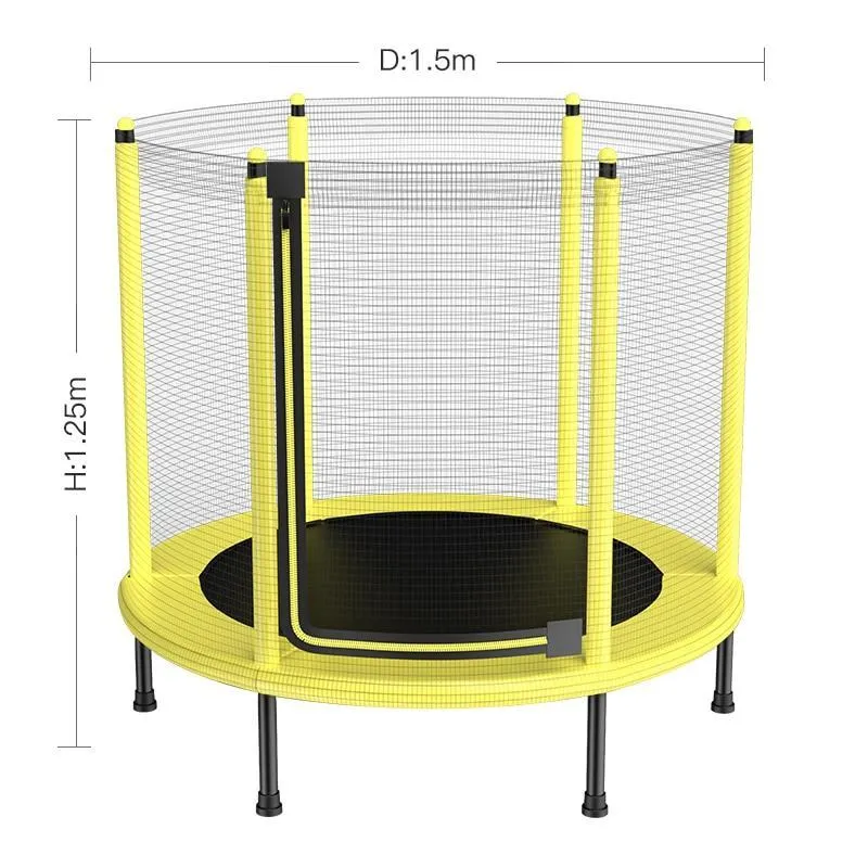 59Inch Indoor & Outdoor Trampoline with Enclosure For Child -  Foldable Design