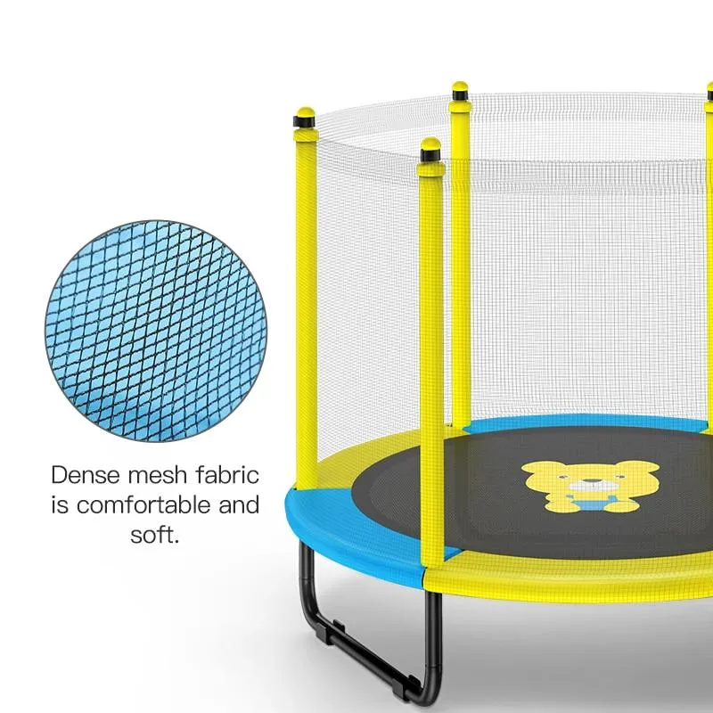 59Inch Indoor & Outdoor Trampoline with Enclosure For Child -  Foldable Design