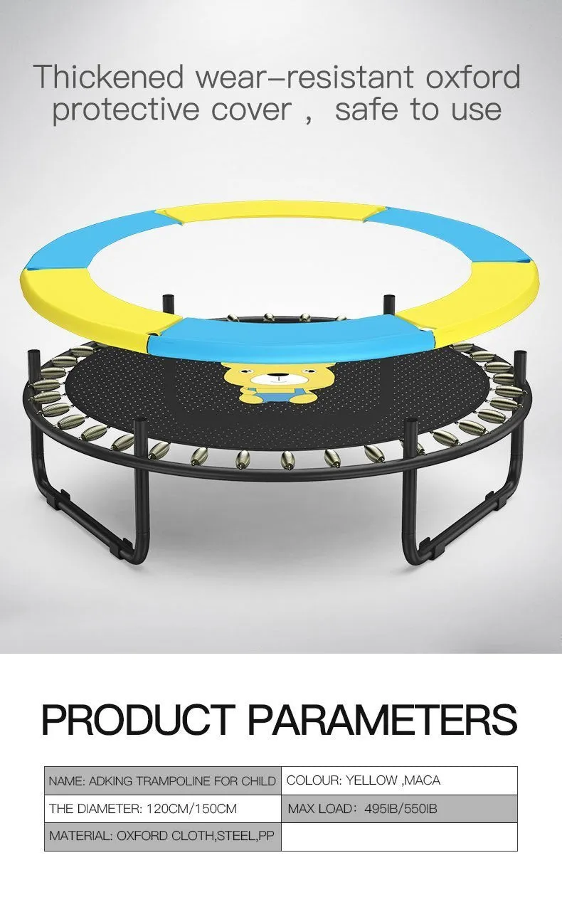 59Inch Indoor & Outdoor Trampoline with Enclosure For Child -  Foldable Design