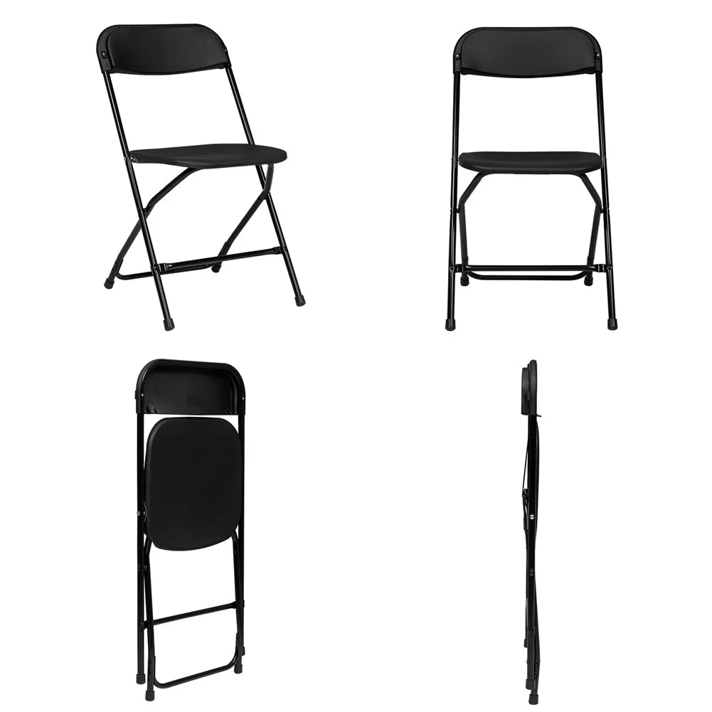 ALICIAN 5pcs Folding Chair Plastic Portable Stackable Patio Stool Black