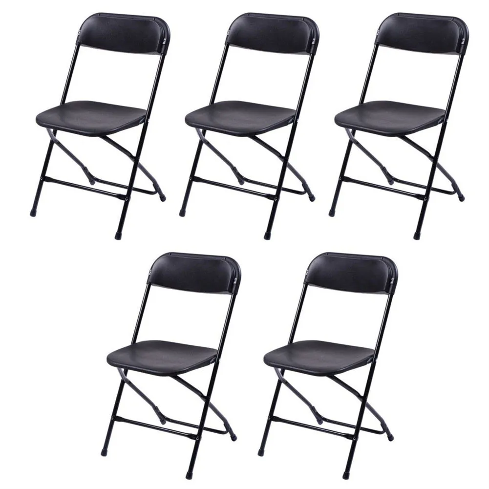 ALICIAN 5pcs Folding Chair Plastic Portable Stackable Patio Stool White