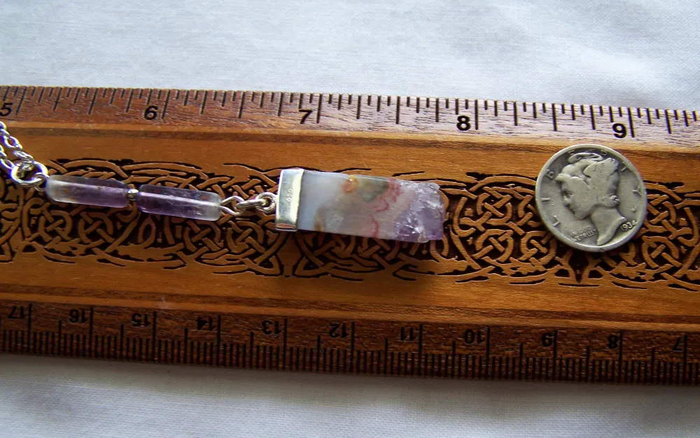 Amethyst Fluorite Geode Druzy Stalactite Pendant