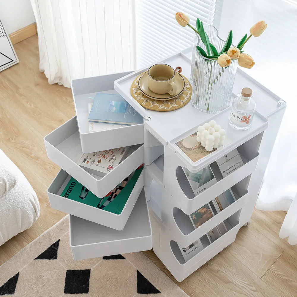 Artiss Storage Trolley Cart Bedside Table 5 Tier White