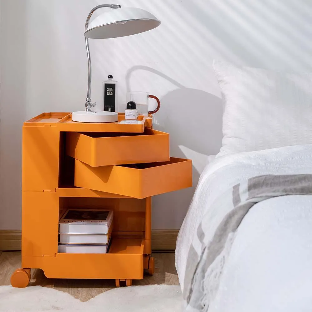 ArtissIn Replica Boby Trolley Storage Bedside Table Mobile Cart 3 Tier Orange