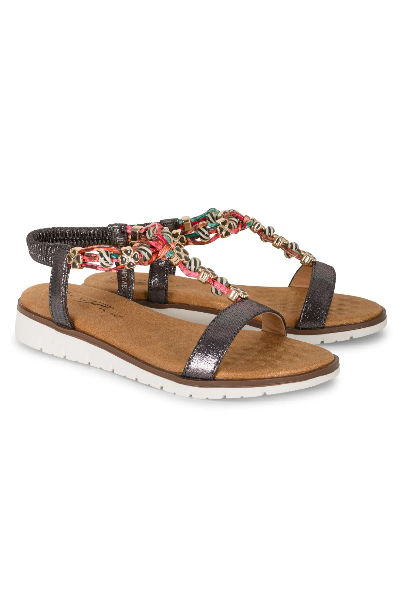 Bead detail T bar Sandal | PEWTER | TEMPO AB