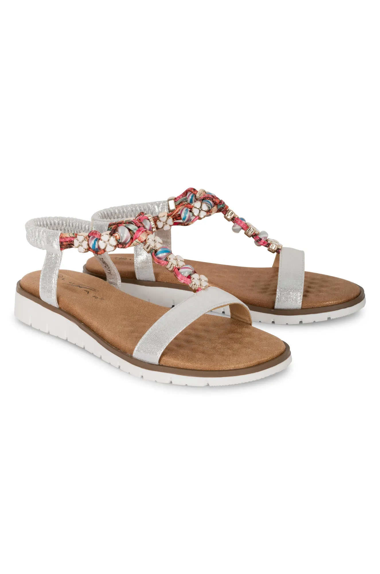 Bead detail T bar Sandal | SILVER | TEMPO AB