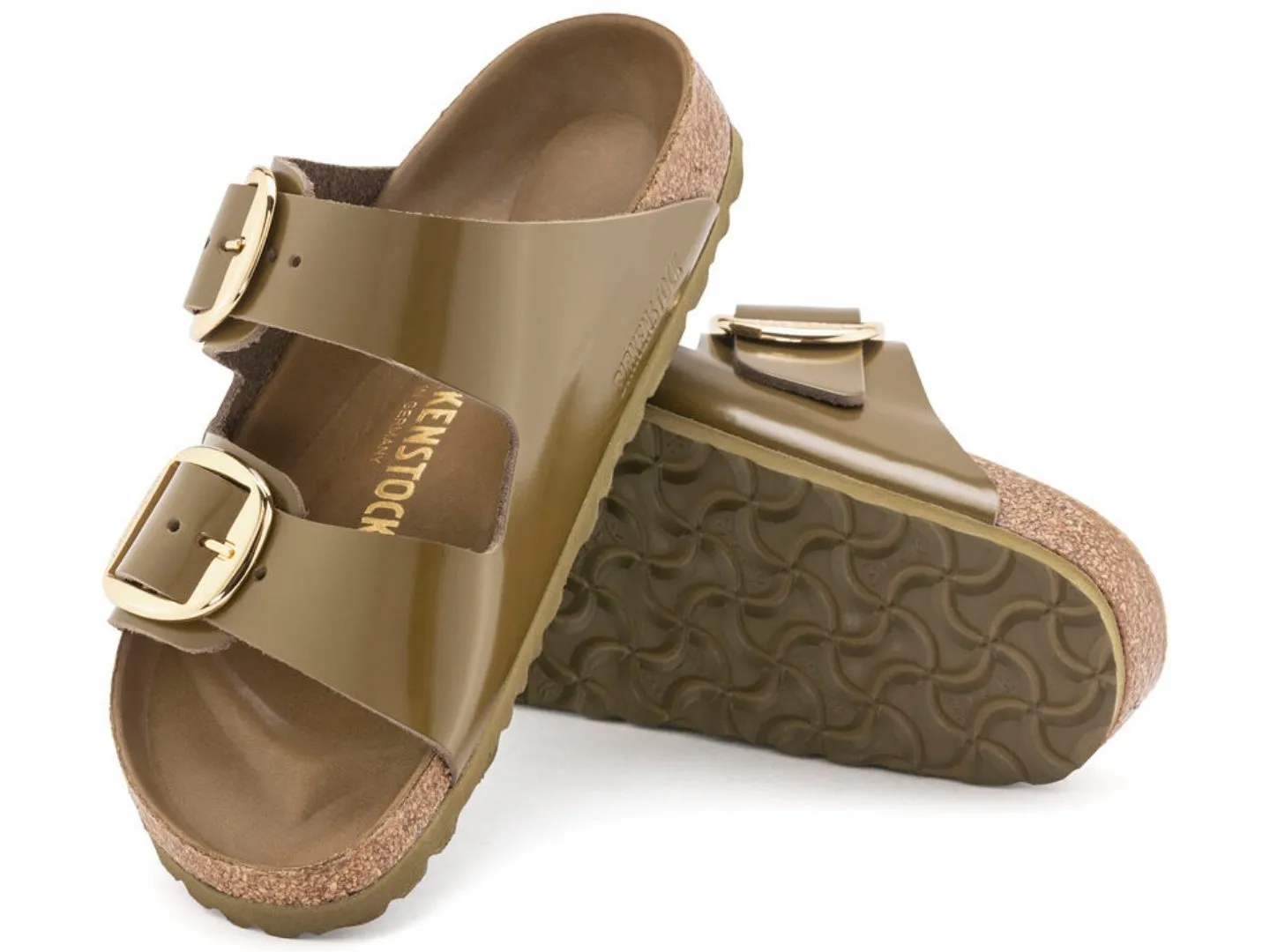 Birkenstock: Arizona Big Buckle High Shine in Mud Green