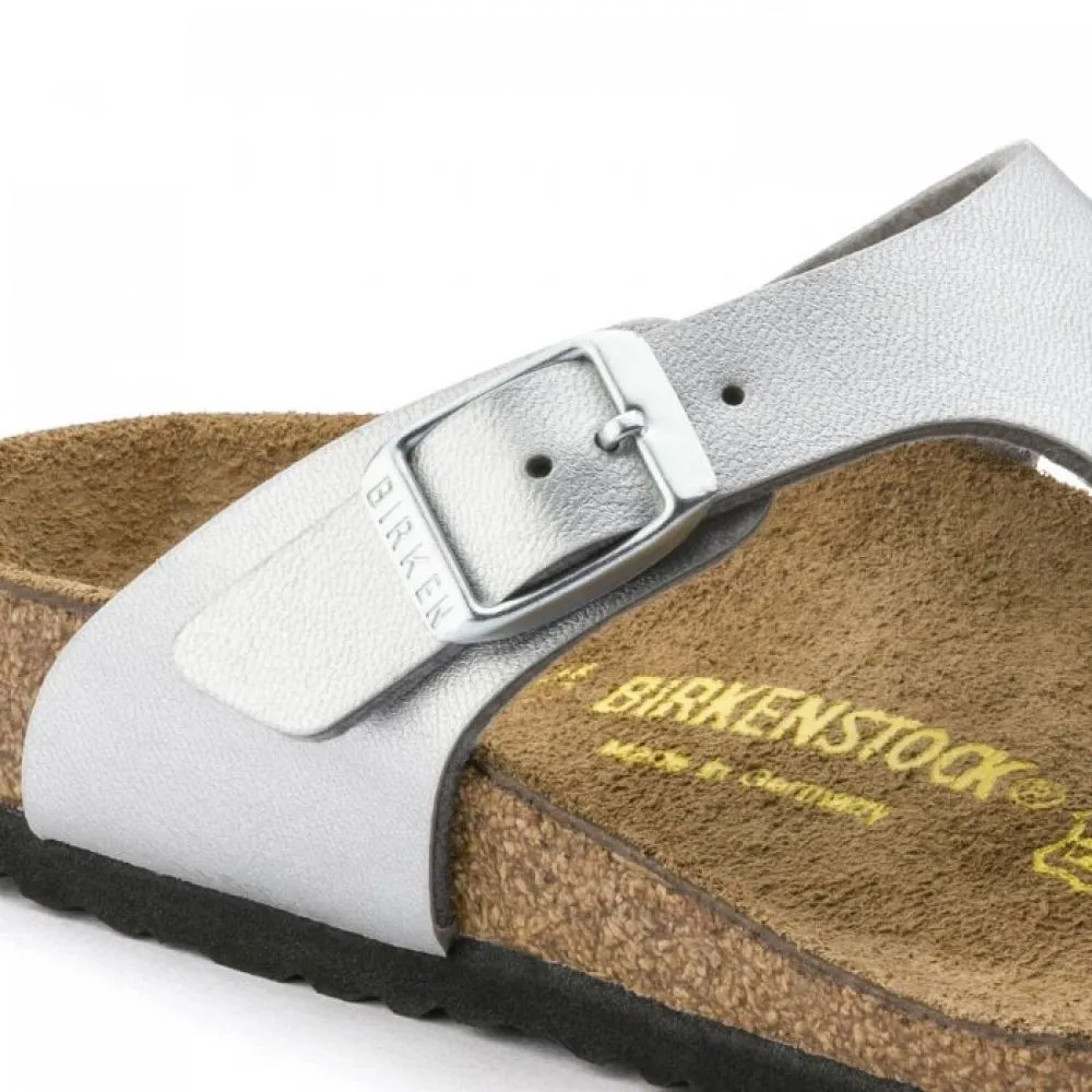 Birkenstock Kids Gizeh Birko-Flor in Silver (Narrow Width)