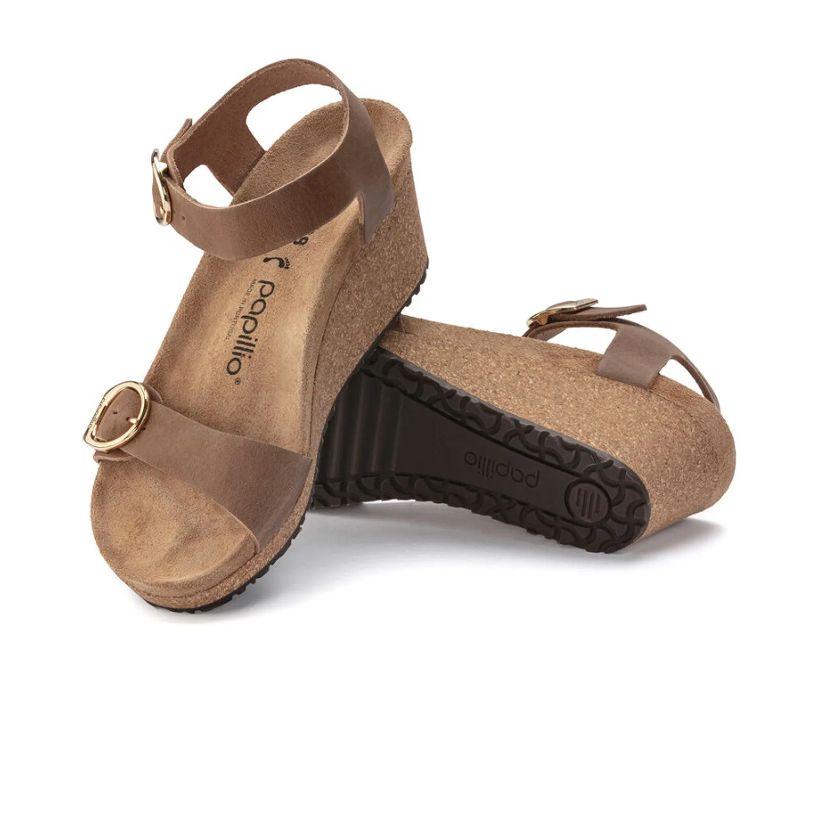 Birkenstock Soley Ring-Buckle Narrow Wedge Sandal (Women) - Cognac Oiled Leather