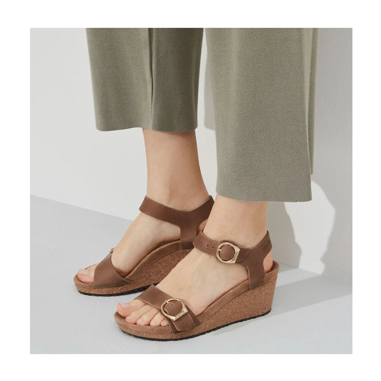 Birkenstock Soley Ring-Buckle Narrow Wedge Sandal (Women) - Cognac Oiled Leather