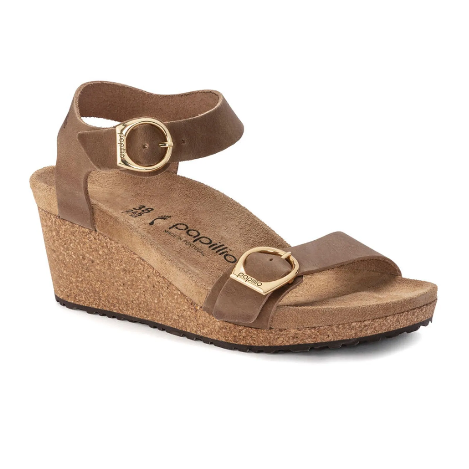 Birkenstock Soley Ring-Buckle Narrow Wedge Sandal (Women) - Cognac Oiled Leather