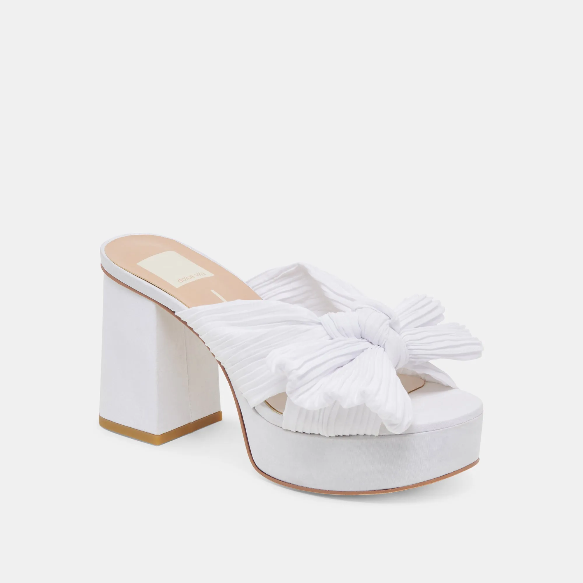 BLARE HEELS WHITE SATIN