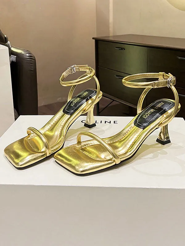 Buckle Ankle Strap Heel Sandals