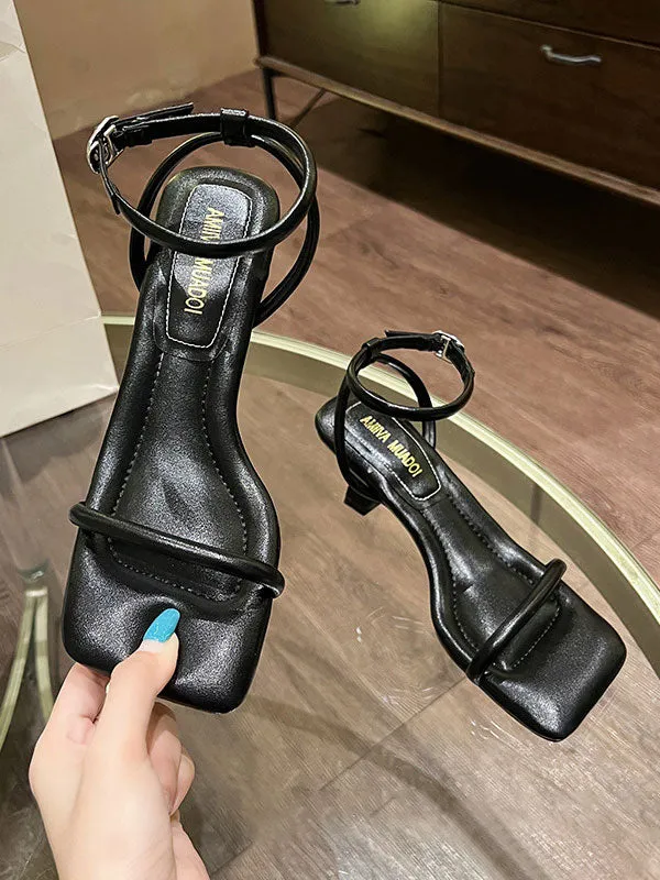 Buckle Ankle Strap Heel Sandals