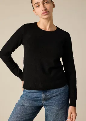 Cashmere Daisy Crew Neck in Black