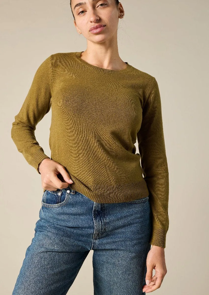 Cashmere Daisy Crew Neck in Bronze