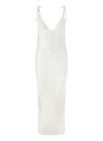 Cassia Hand Crochet Maxi Dress in Snow White