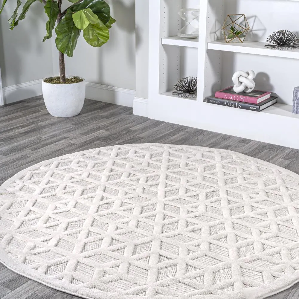 Celia neutral Geometric Indoor/outdoor Area Rug