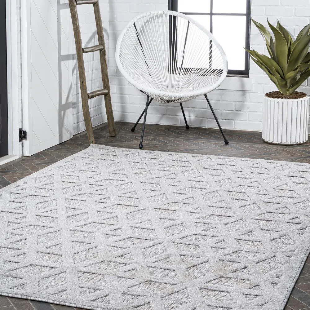 Celia neutral Geometric Indoor/outdoor Area Rug