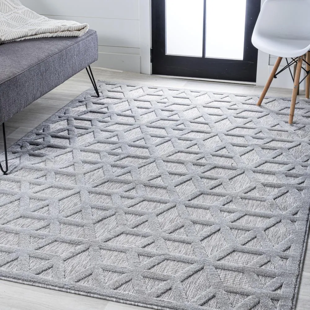 Celia neutral Geometric Indoor/outdoor Area Rug