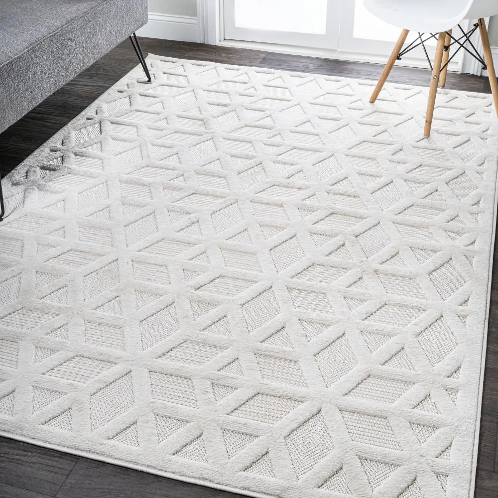 Celia neutral Geometric Indoor/outdoor Area Rug