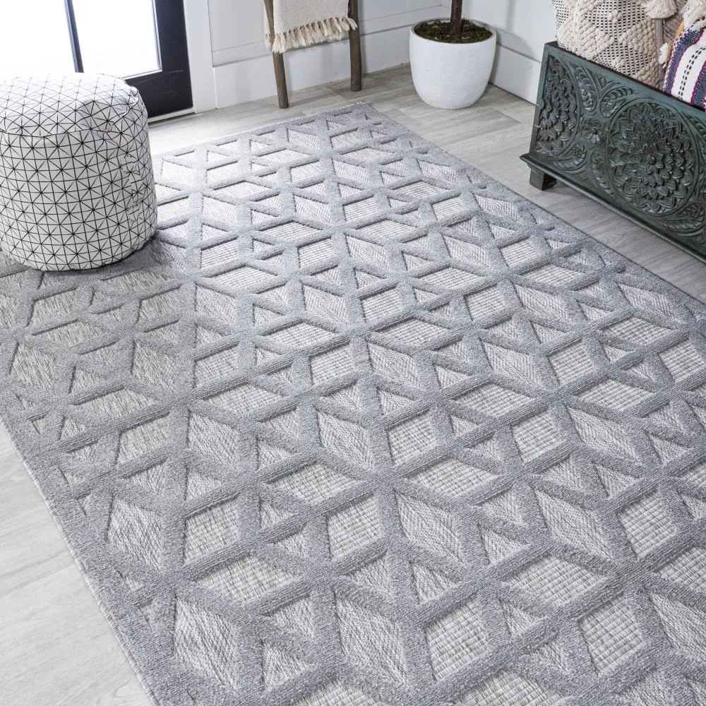 Celia neutral Geometric Indoor/outdoor Area Rug