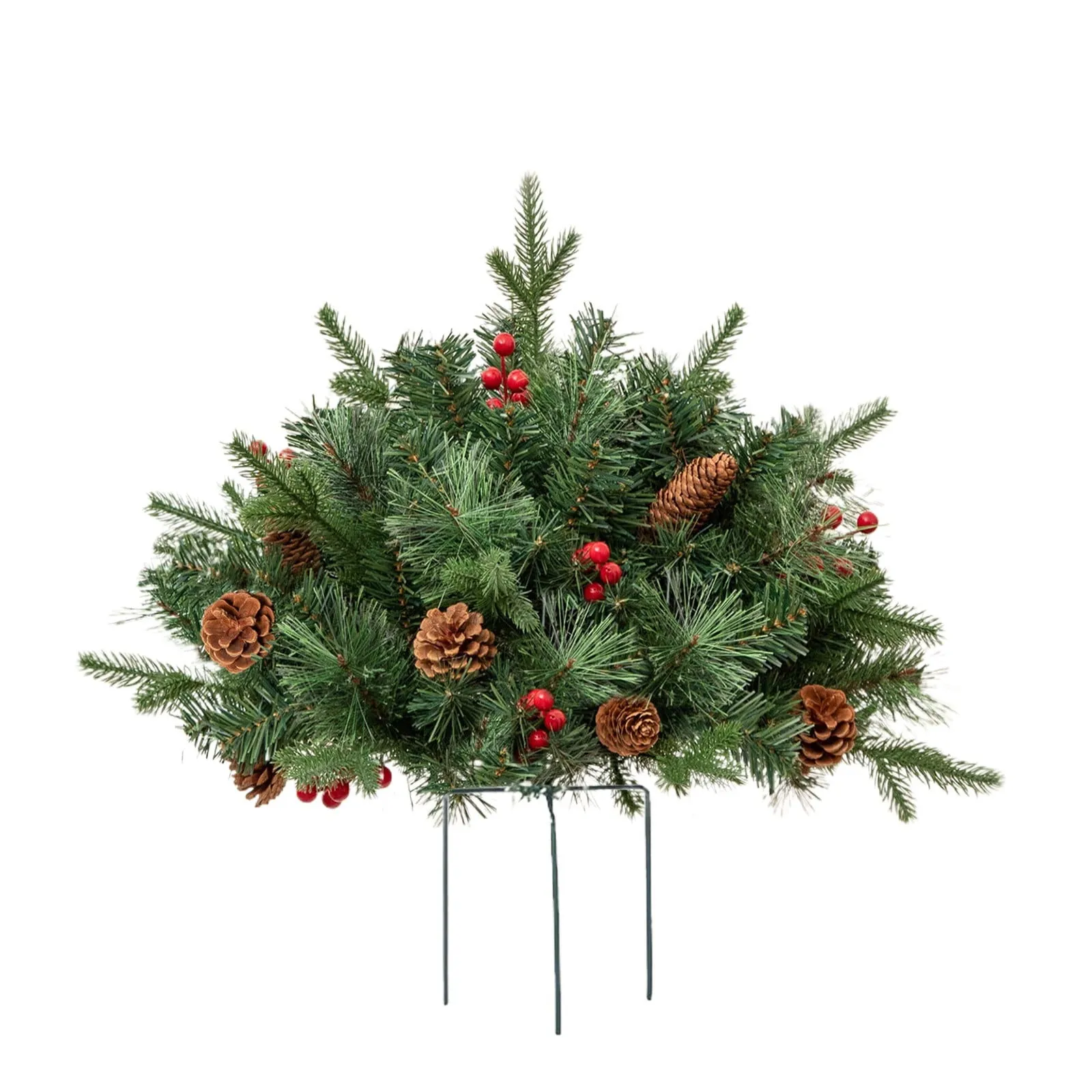 classic Topsworth Prelit Planter Bushes | Topsworth Pre-Lit Artificial Christmas Urn Filler | Christmas Tree Flocked with Mixed Decorations and Pre-Strung White LED Lights with Stand | 26 Inch Green