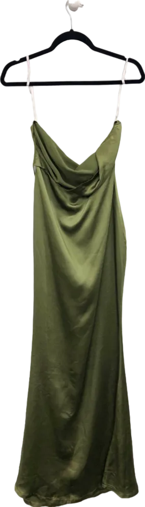 Club L London Olive Green Satin Dress UK 6