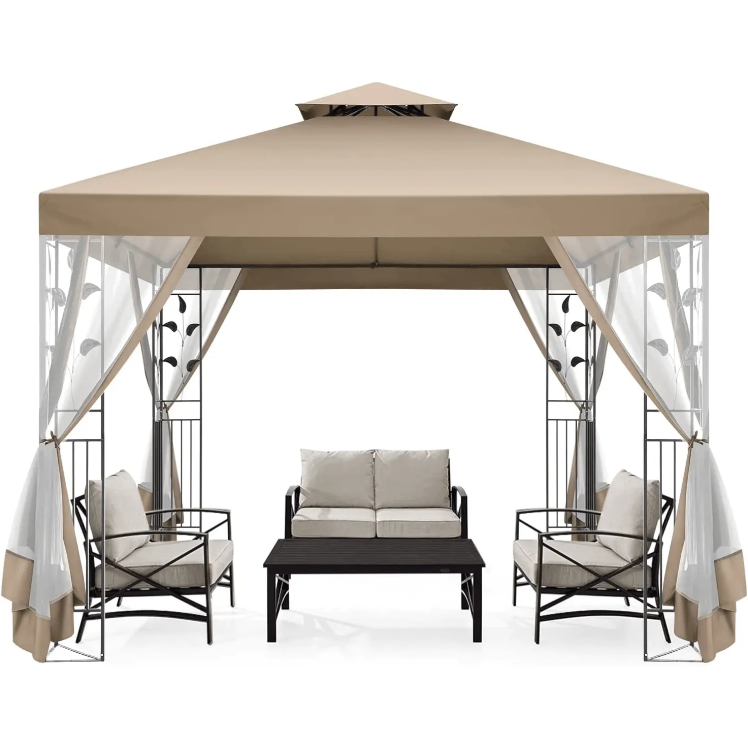 COBIZI 10x10 Outdoor Waterproof Canopy with Mosquito Netting Canopy