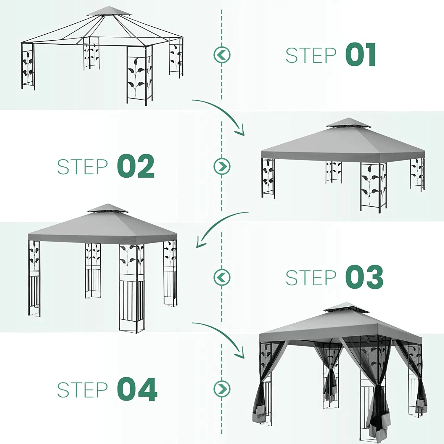 COBIZI 10x10 Outdoor Waterproof Canopy with Mosquito Netting Canopy