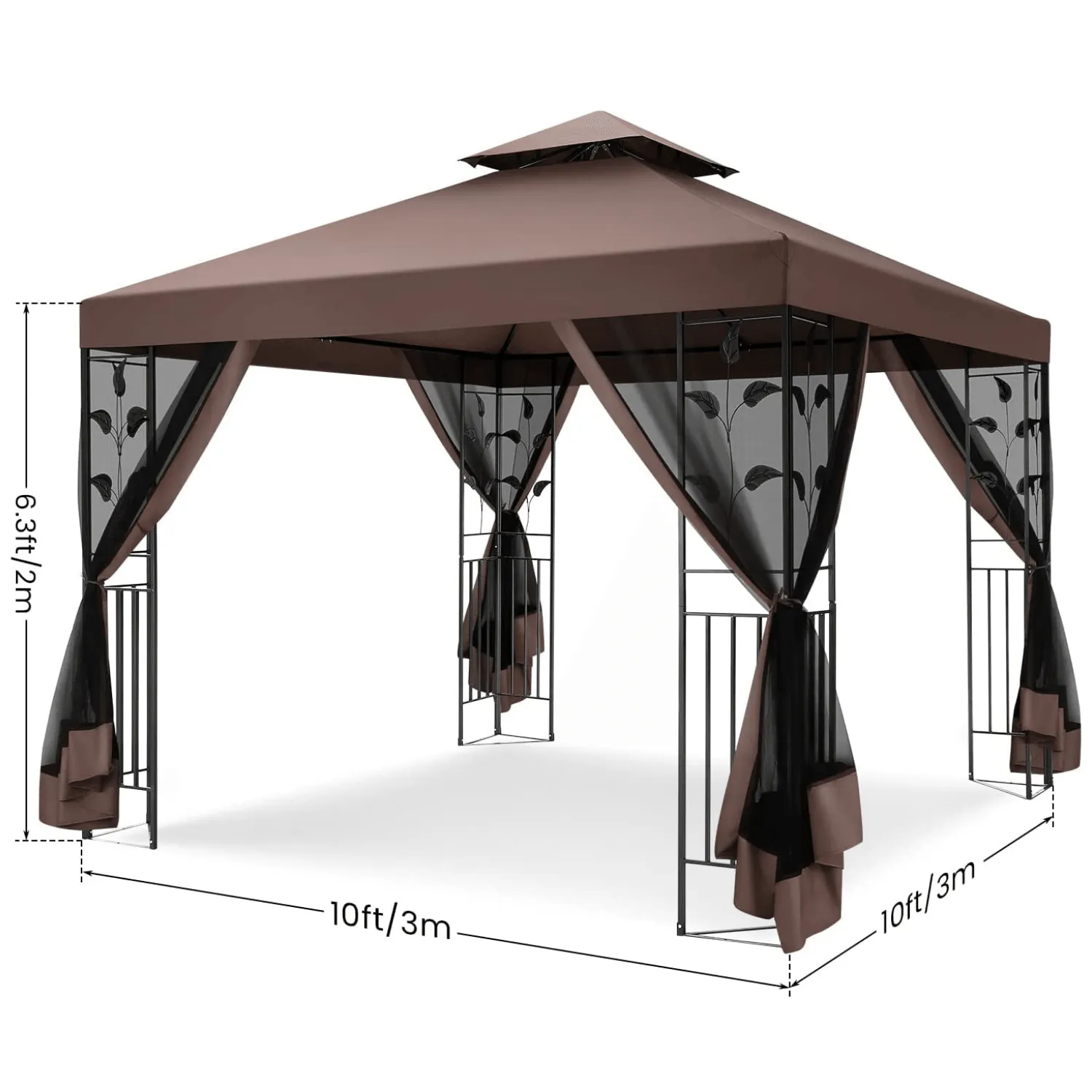 COBIZI 10x10 Outdoor Waterproof Canopy with Mosquito Netting Canopy