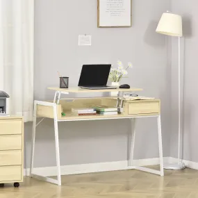 Compact Computer Desk Workstation for Modern Office Study Writing with Drawer Storing Box, Home Furniture, Natural Study