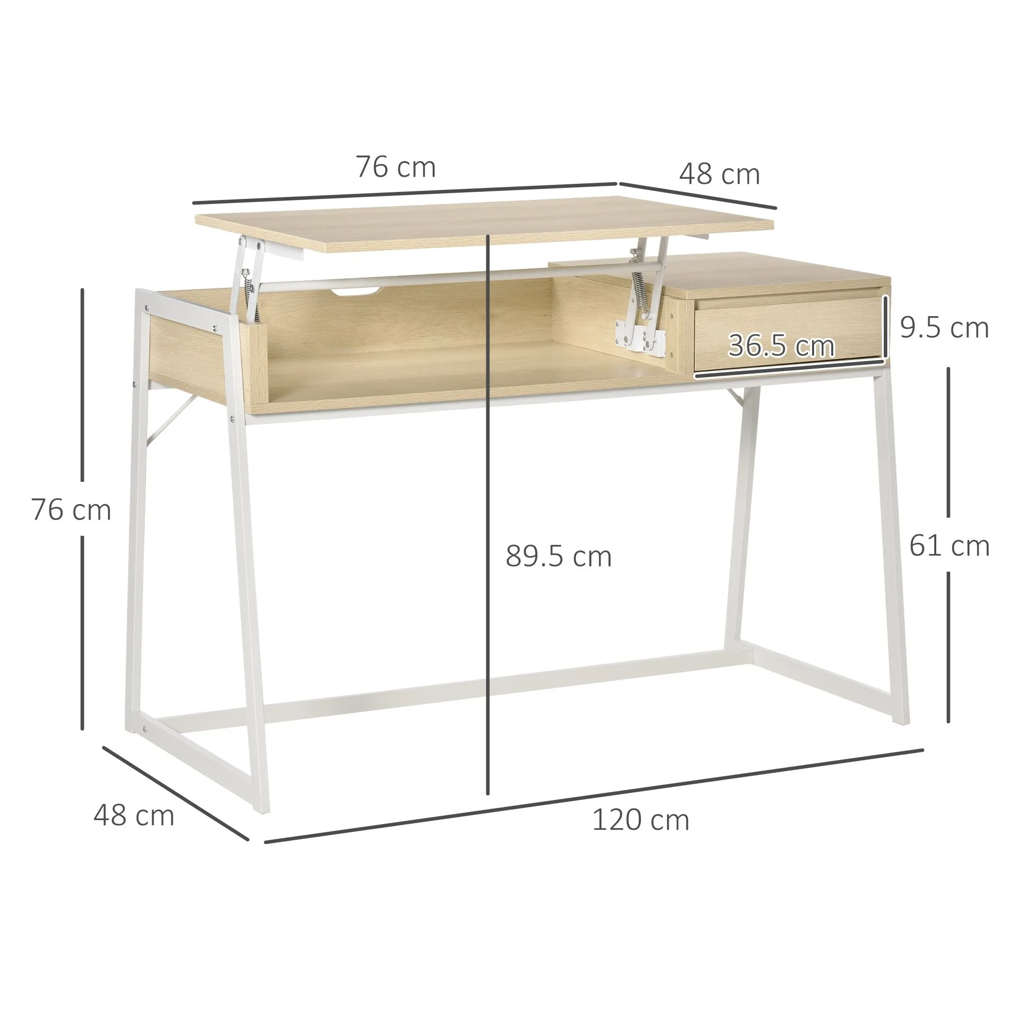 Compact Computer Desk Workstation for Modern Office Study Writing with Drawer Storing Box, Home Furniture, Natural Study