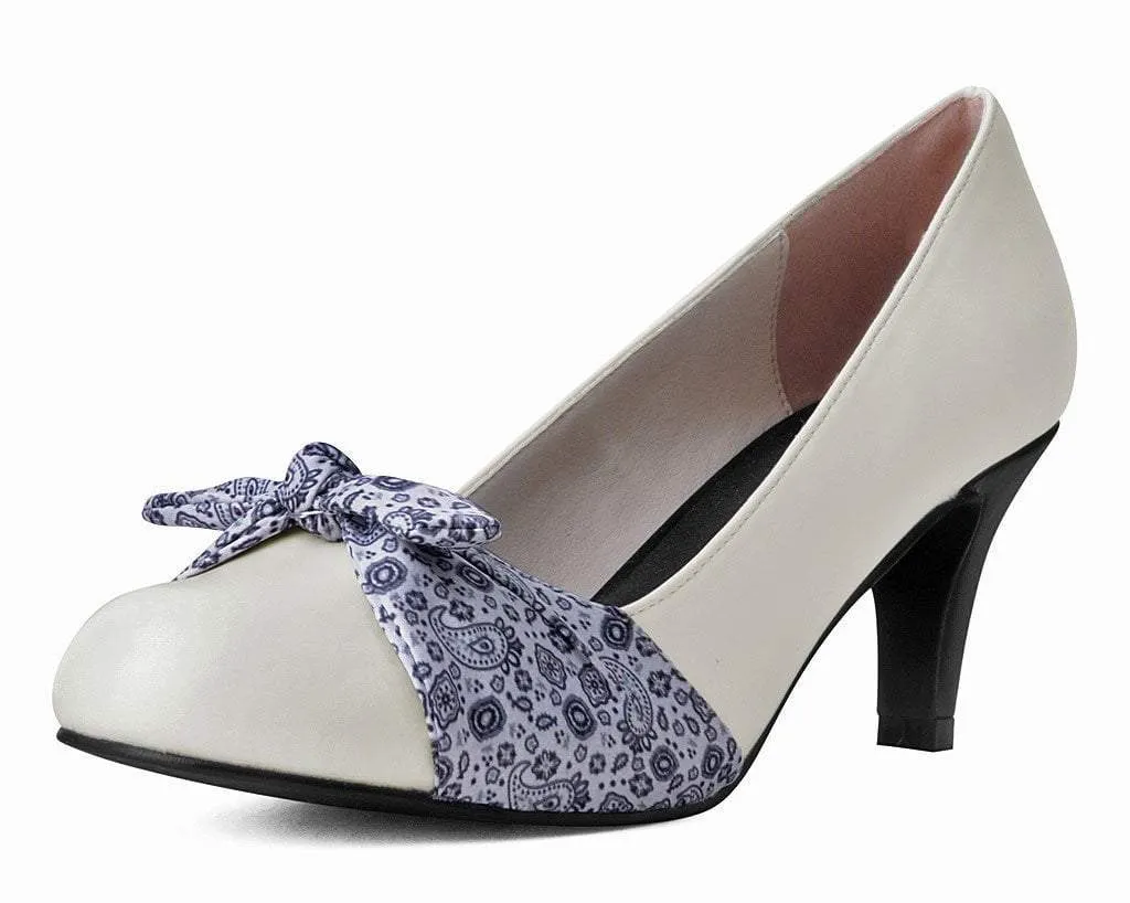 Cream & Blue Bandana Anti-Pop Heel