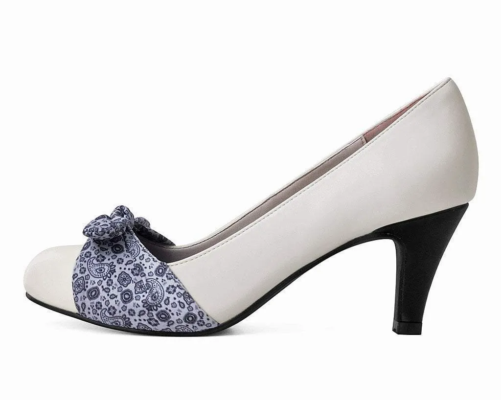 Cream & Blue Bandana Anti-Pop Heel