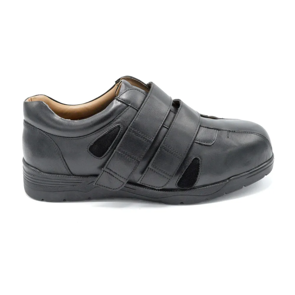 DB Darren - Mens Extra Wide Velcro Close Shoe - 6V (6E-8E) Fitting - Black