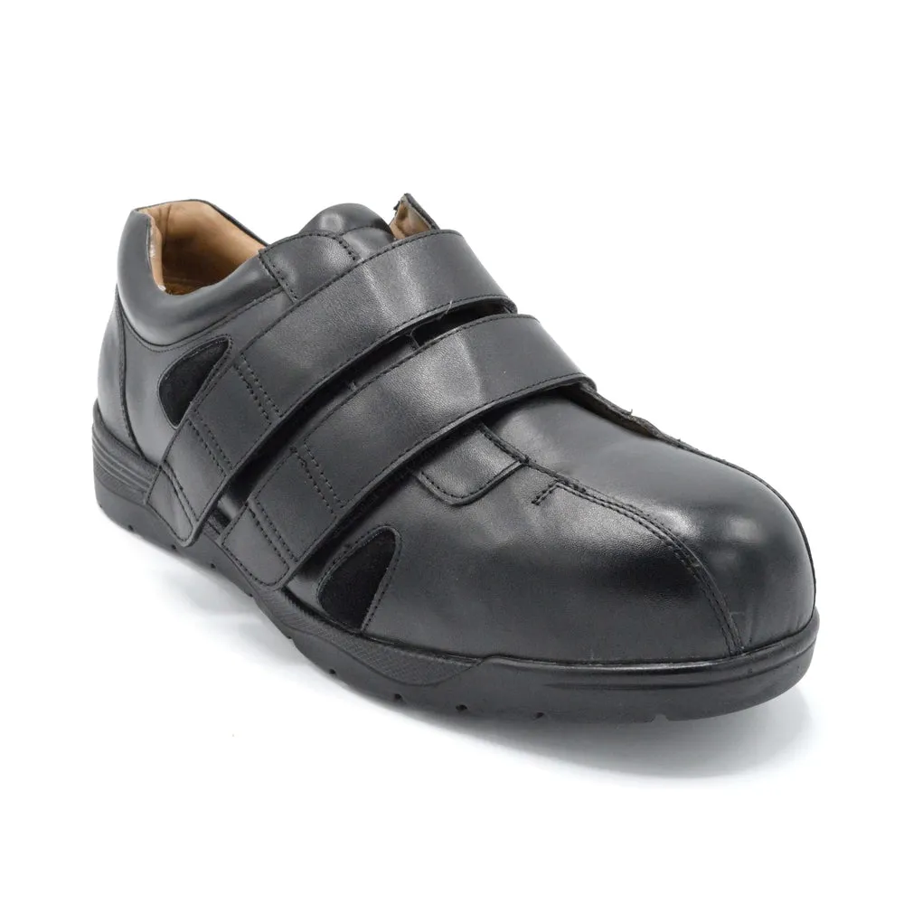 DB Darren - Mens Extra Wide Velcro Close Shoe - 6V (6E-8E) Fitting - Black