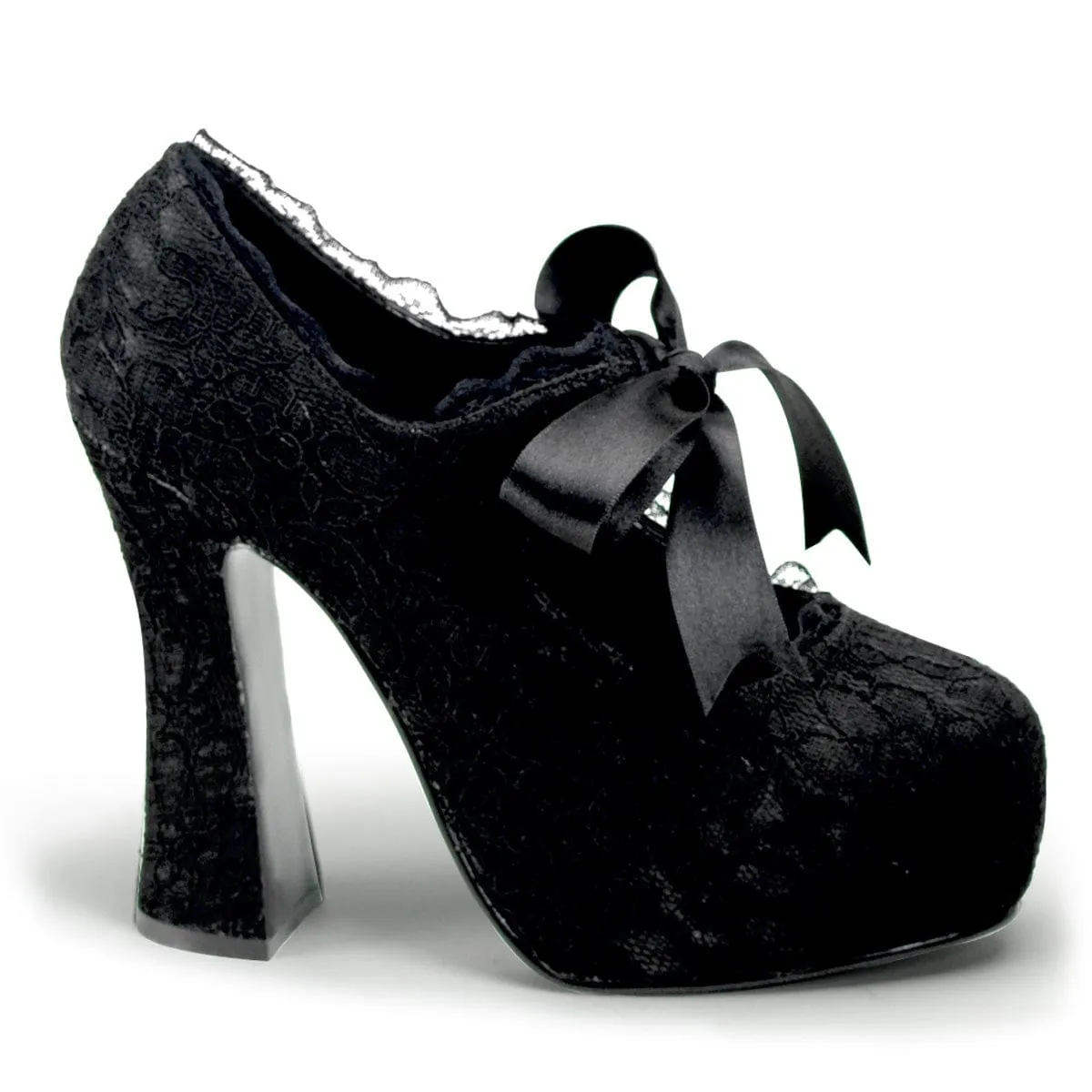 DEMON-11 Black Satin-Black Lace