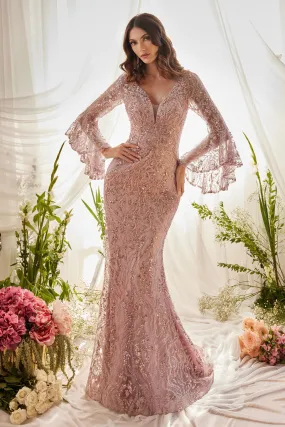 Flared Long Sleeve Mermaid Gown by Andrea & Leo Couture A1120 - Special Occasion/Curves