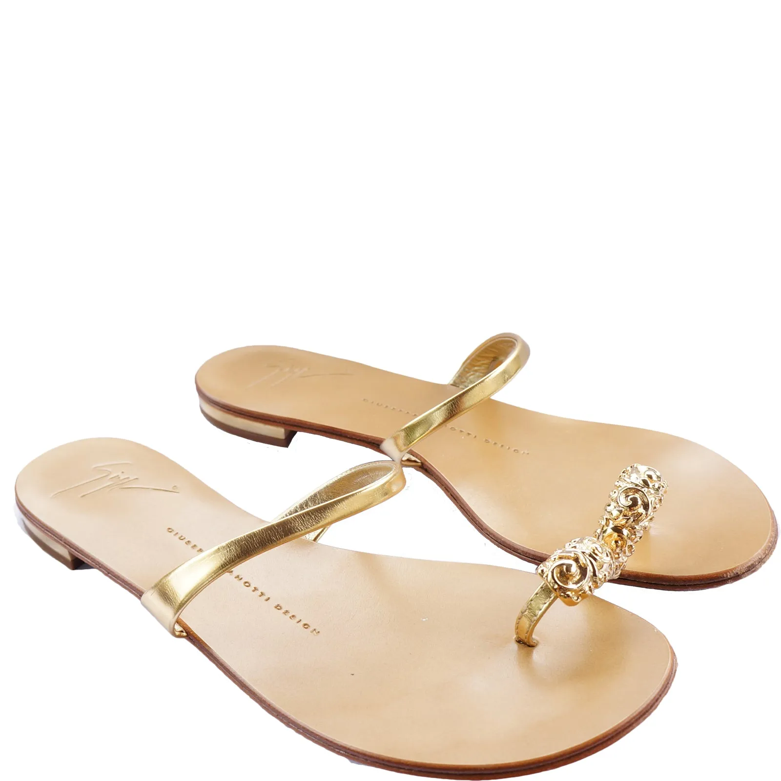 GIUSEPPE ZANOTTI GOLD METALLIC EMBELLISHED SANDALS