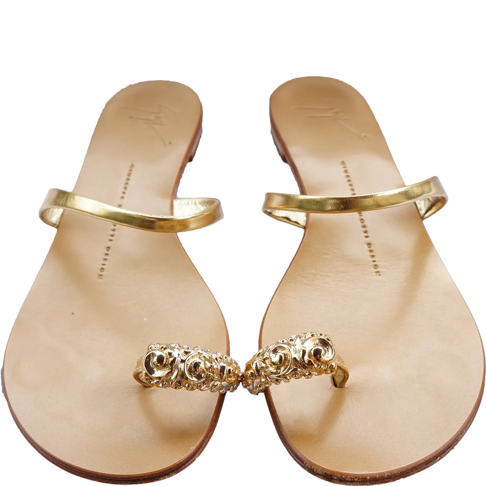 GIUSEPPE ZANOTTI GOLD METALLIC EMBELLISHED SANDALS