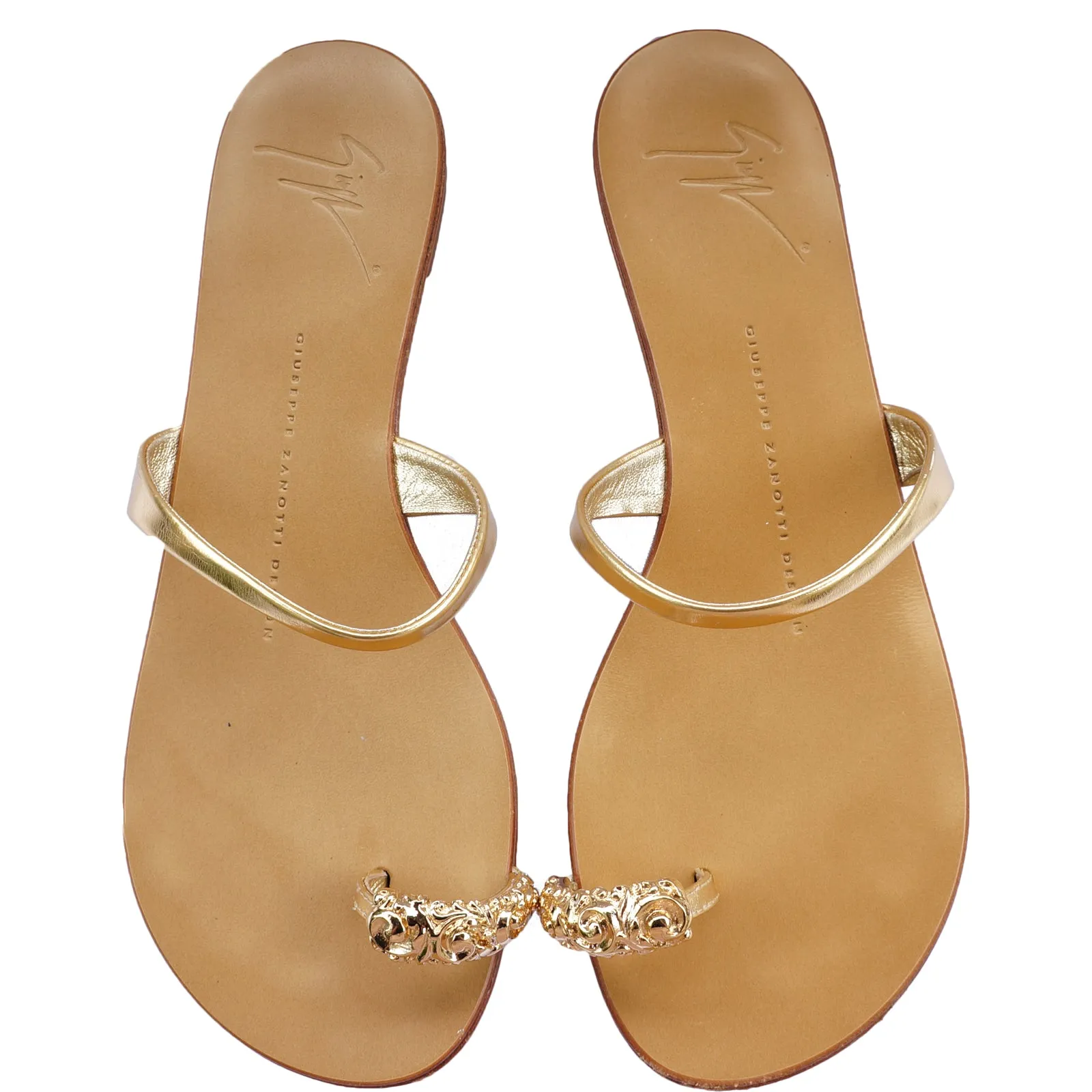 GIUSEPPE ZANOTTI GOLD METALLIC EMBELLISHED SANDALS