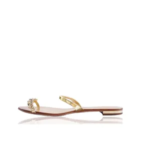 GIUSEPPE ZANOTTI GOLD METALLIC EMBELLISHED SANDALS