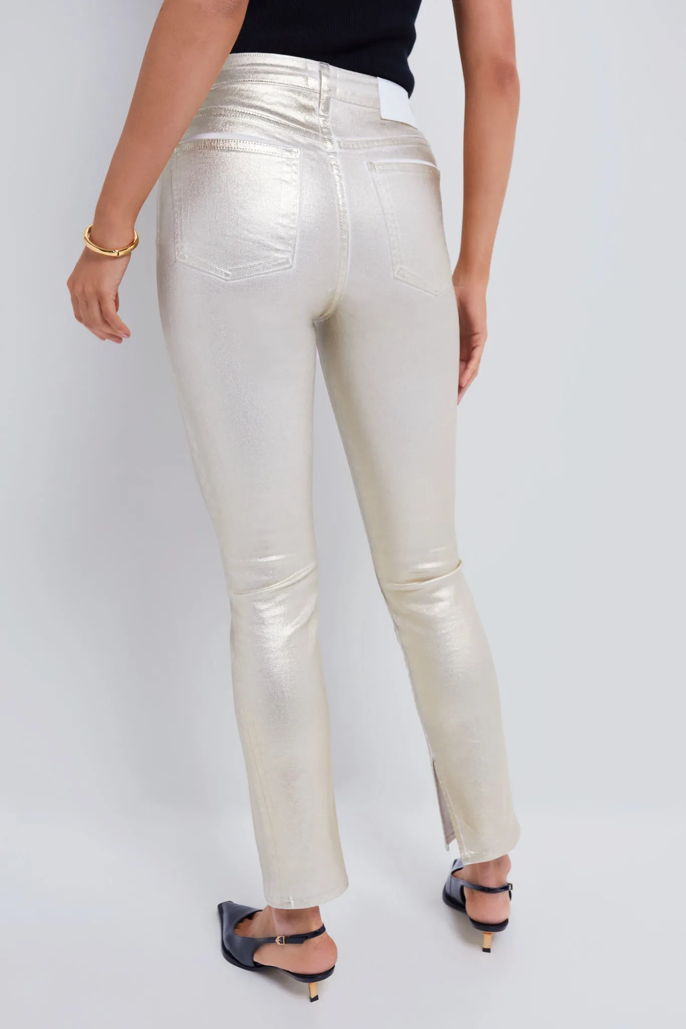 Gold Foil Rae High Rise Ankle Skinny Pants