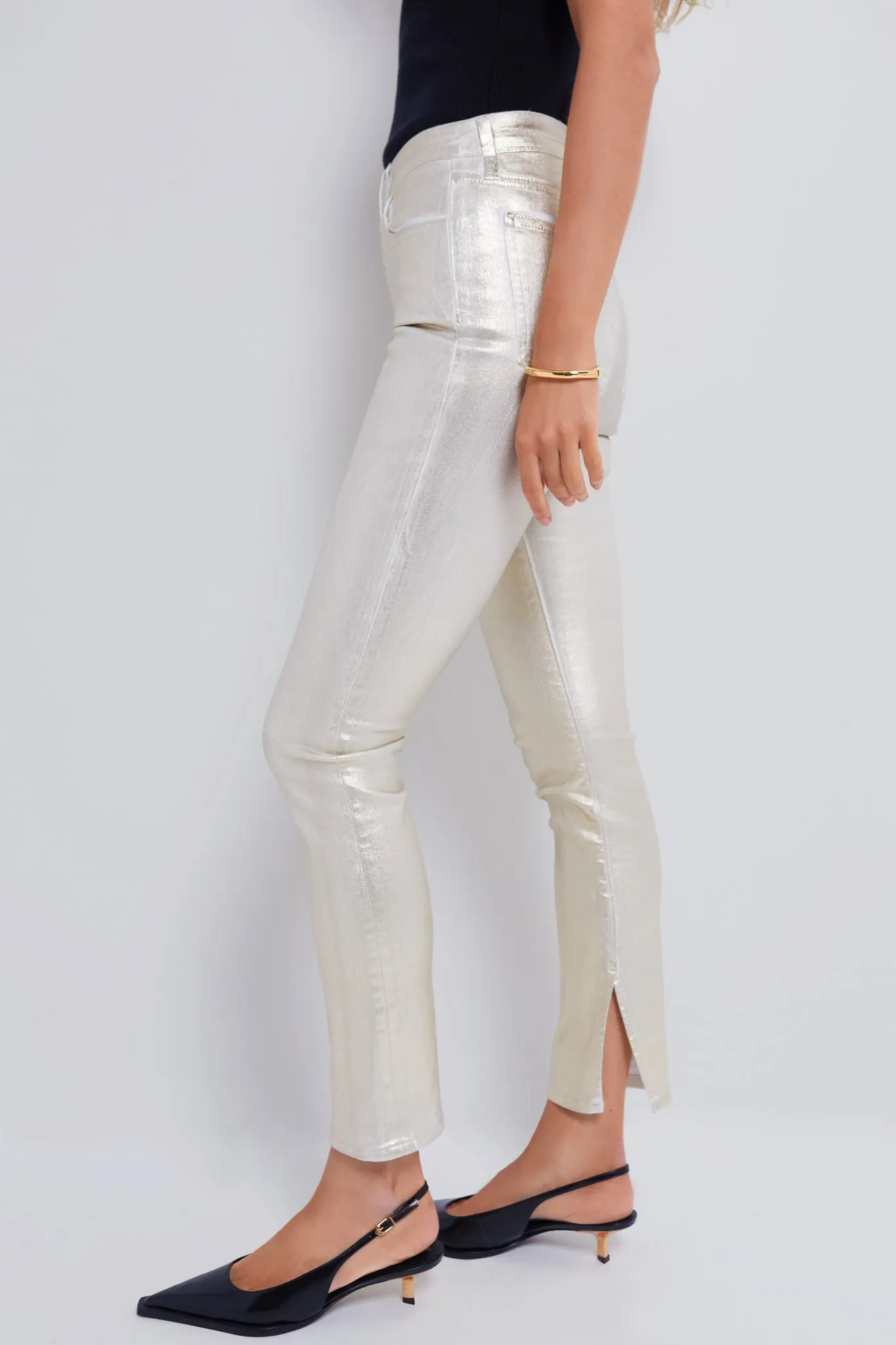 Gold Foil Rae High Rise Ankle Skinny Pants