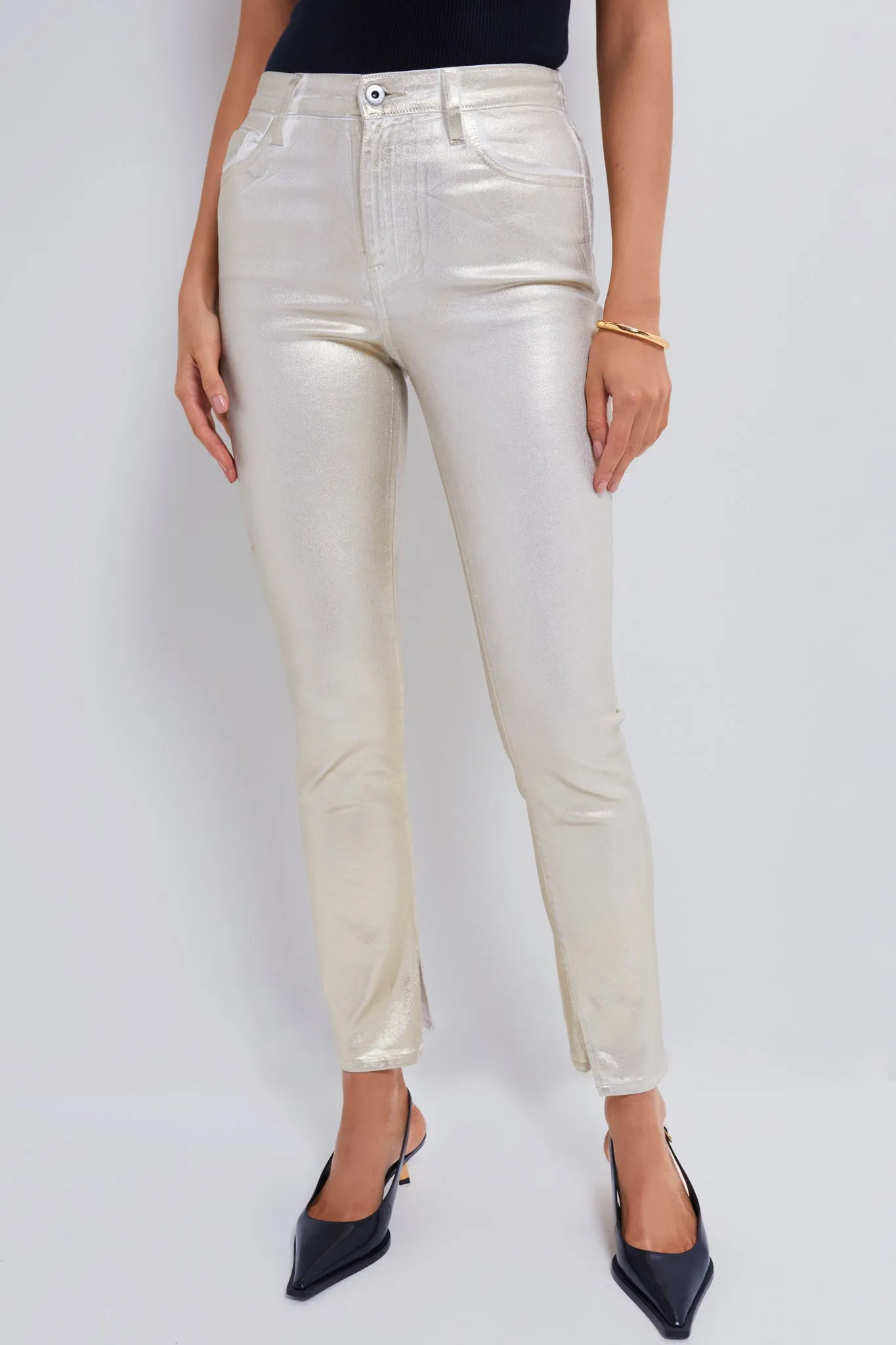 Gold Foil Rae High Rise Ankle Skinny Pants